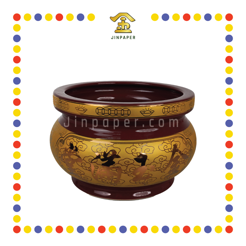 PRAYING CENSER 12寸 朱红招财炉