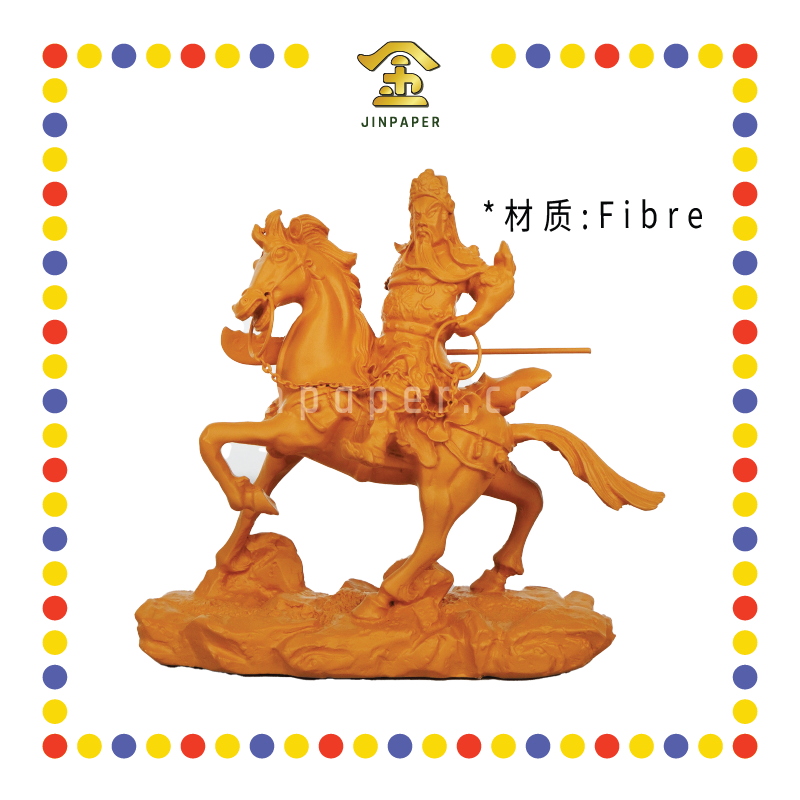 PRAYING STATUE 12cm 木色关公坐马