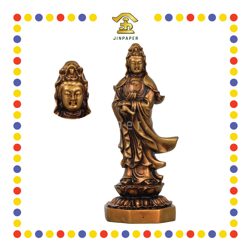 PRAYING STATUE 13cm 站古铜色观音