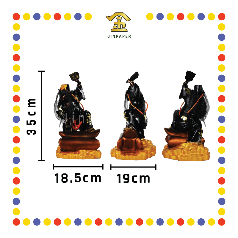 PRAYING STATUE 14寸 彩色金钱底站棺材大二伯爷(对)