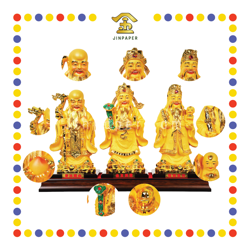 PRAYING STATUE 14寸 沙金三星(含玻璃盒)