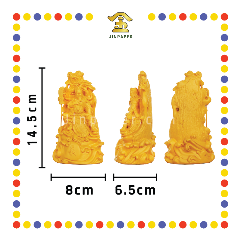 PRAYING STATUE 15cm 木色坐義山抓须关帝