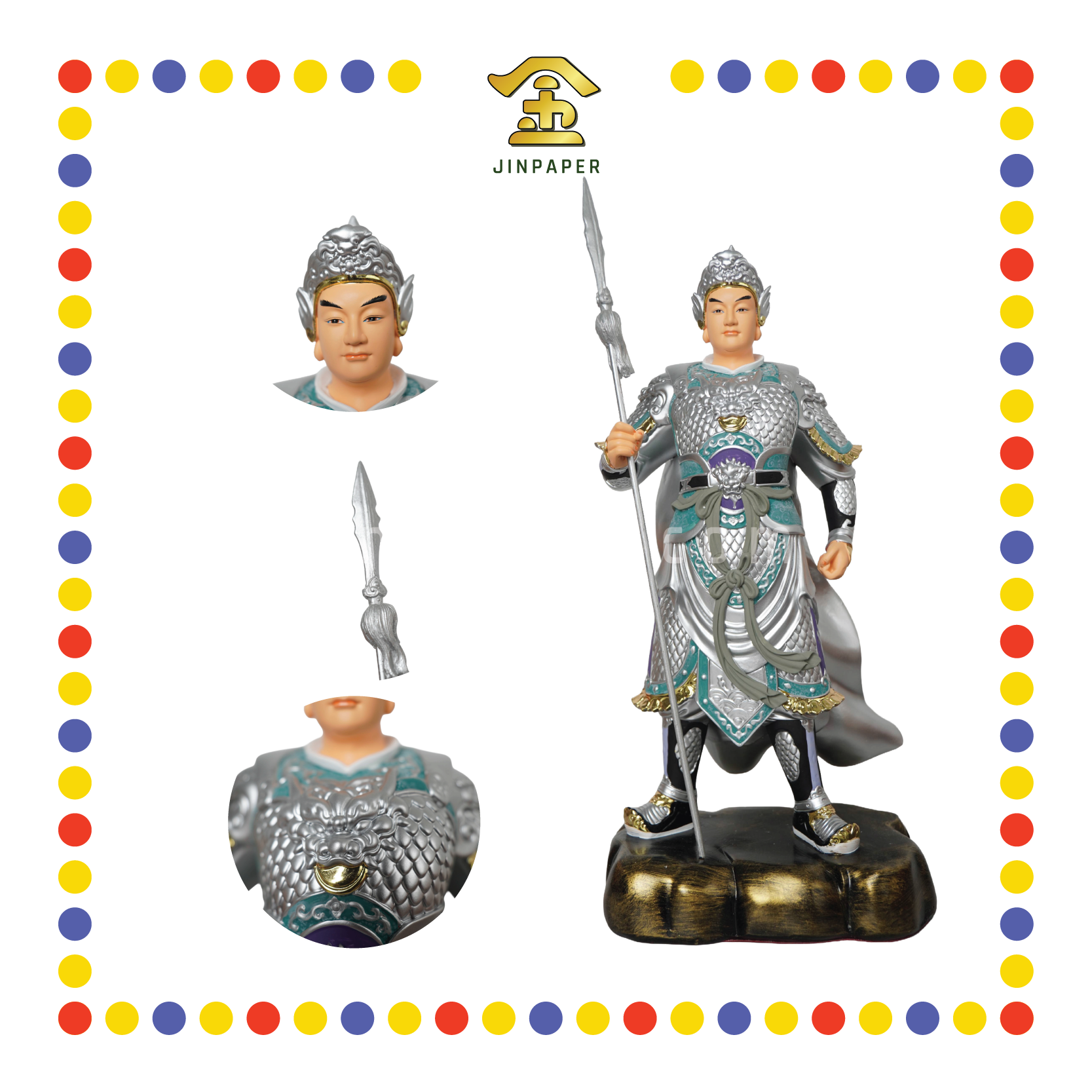 PRAYING  STATUE 16" 树脂七彩赵子龙