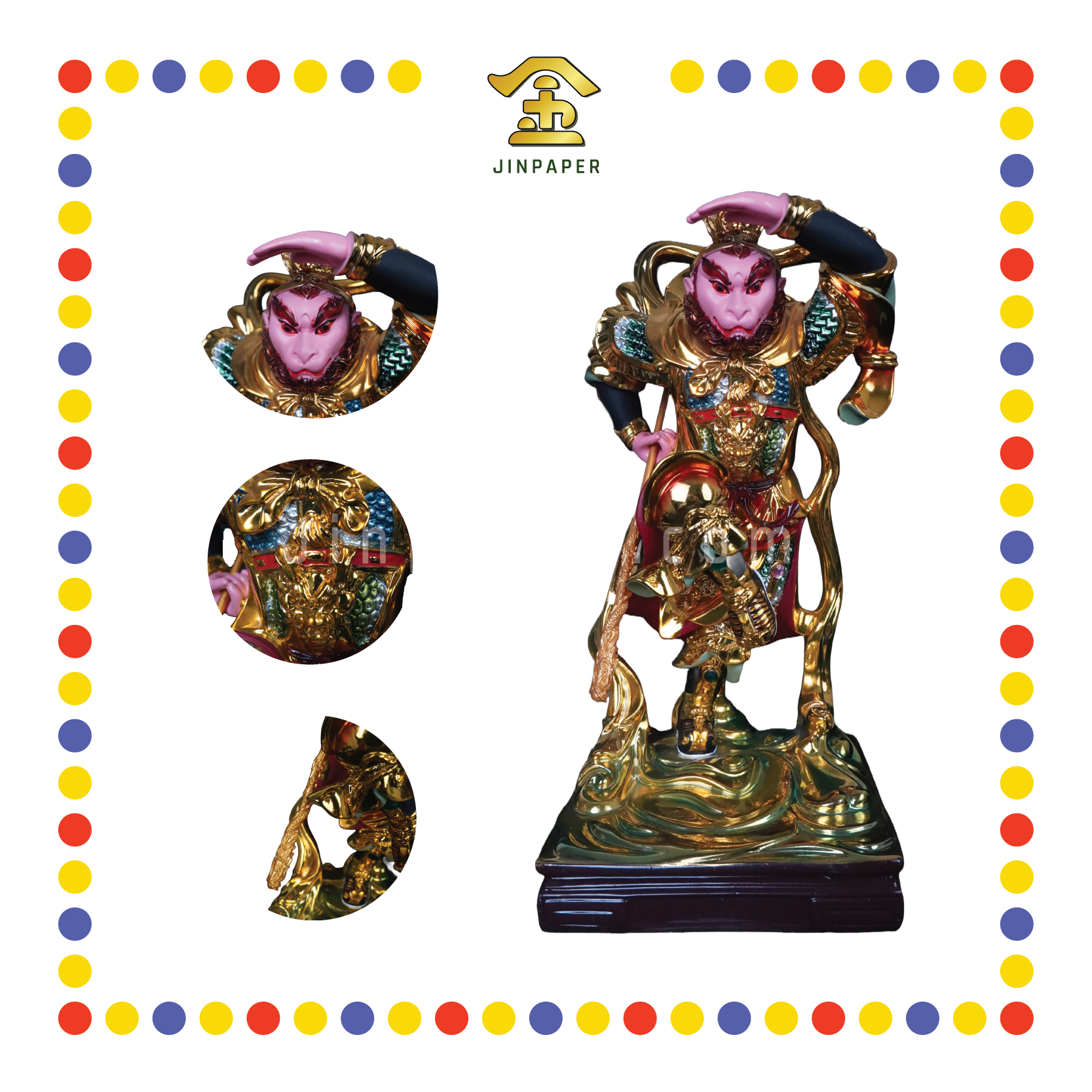 PRAYING  STATUE 16" 立镀金大圣爷