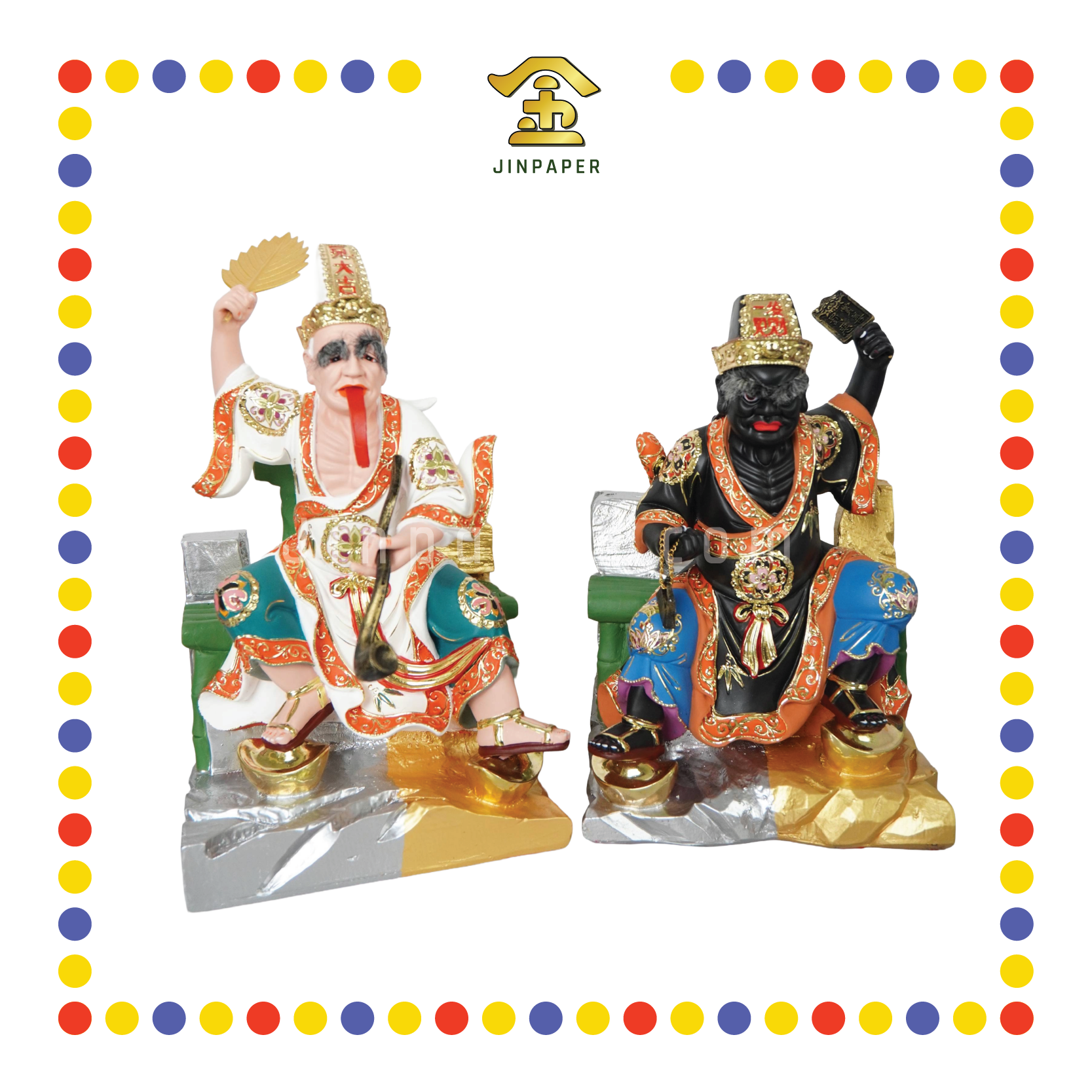 PRAYING STATUE 16" 树脂敦煌彩坐金山银山大二伯爷