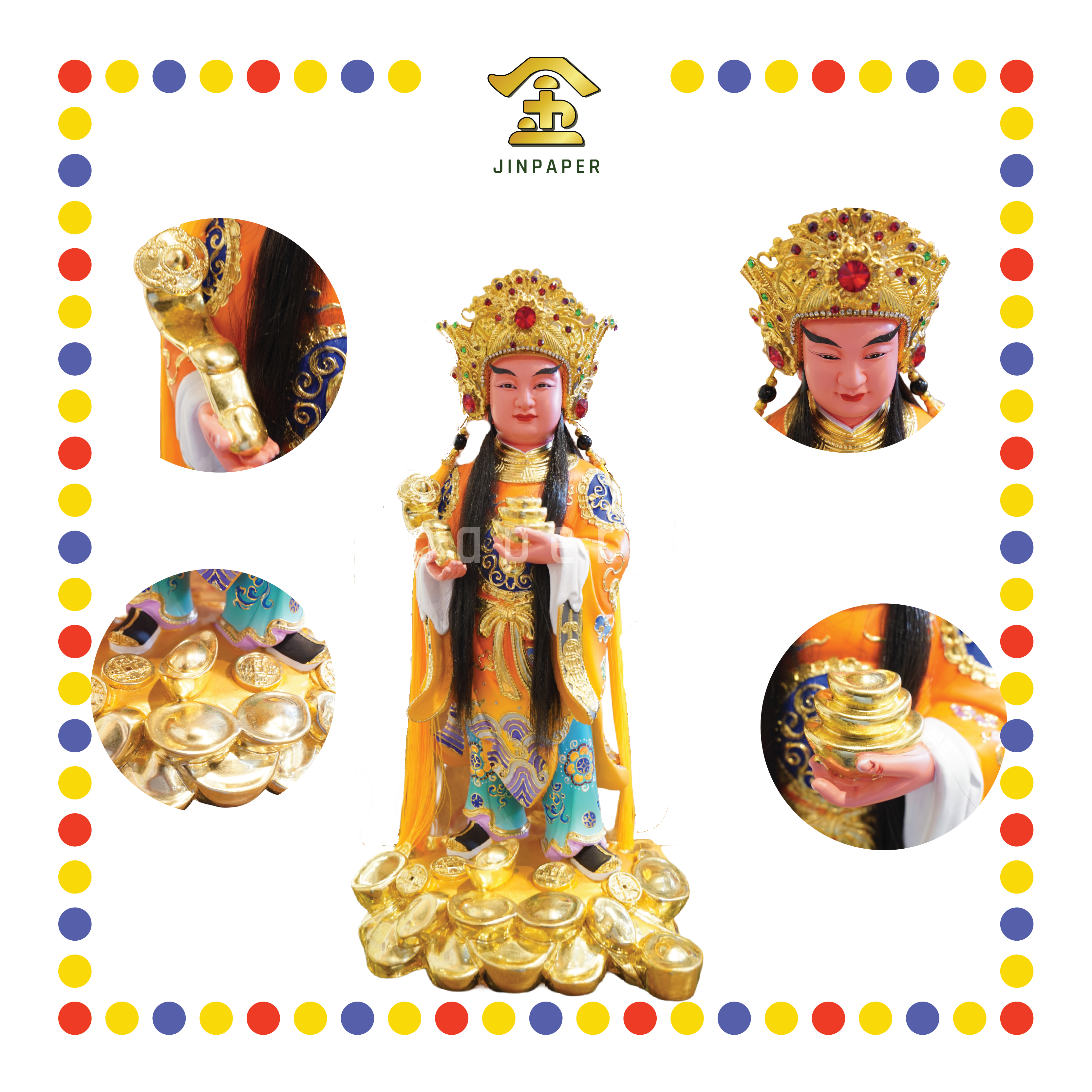 PRAYING STATUE 16" 木雕金钱伯