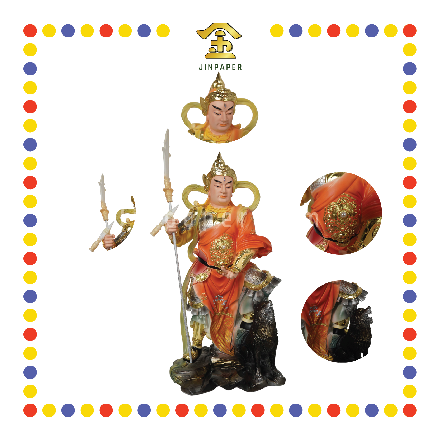 PRAYING  STATUE 16" 树脂素帛西营刘元帅