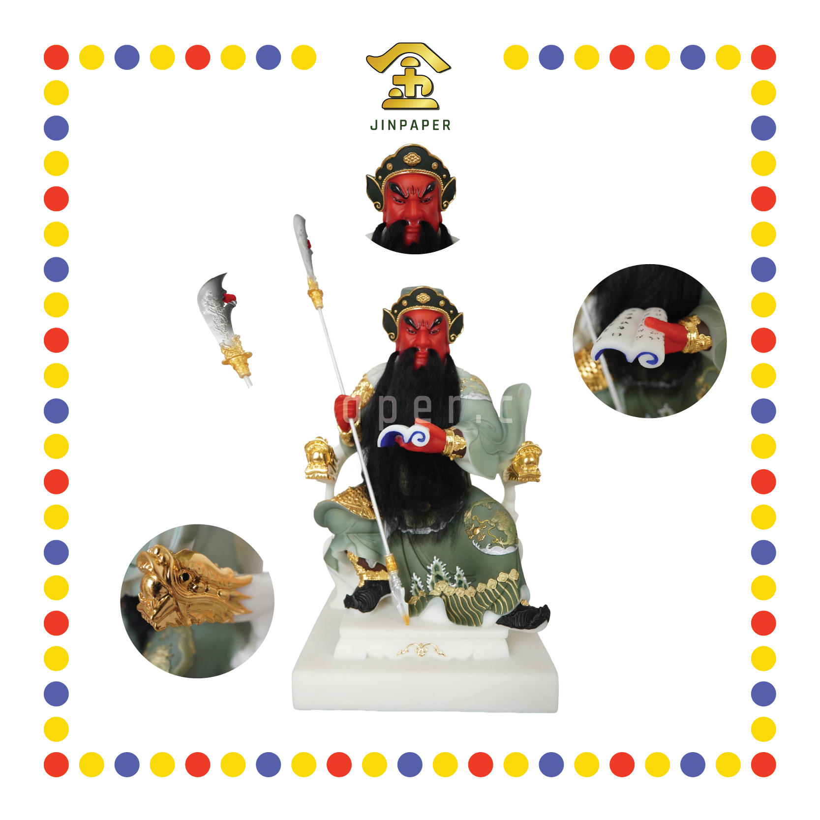 PRAYING STATUE 16" 坐汉白玉莫兰迪文武关公