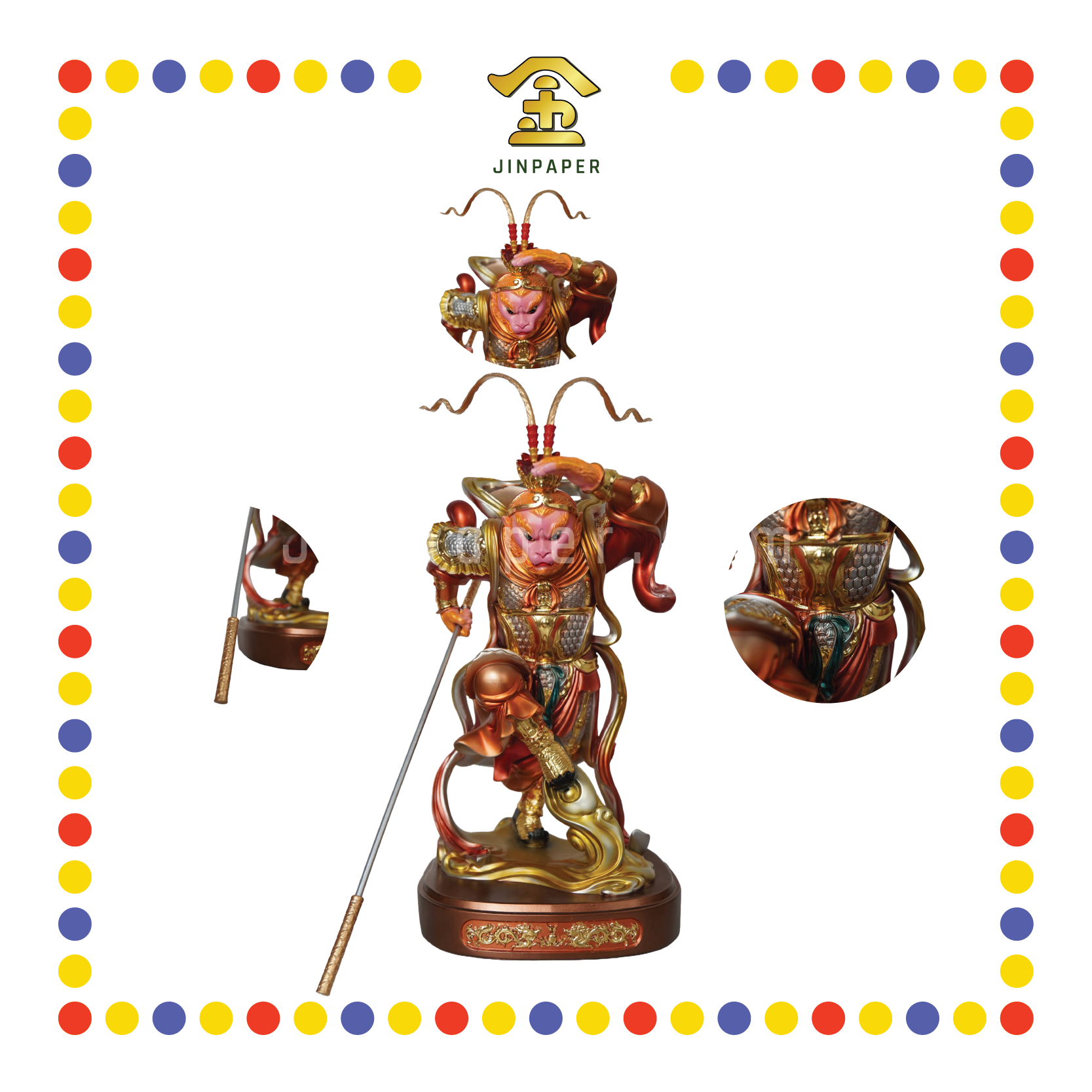 PRAYING  STATUE 16" 树脂金缕彩站圆座齐天大圣