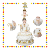 PRAYING  STATUE 16寸 实心白描金锦莲观音