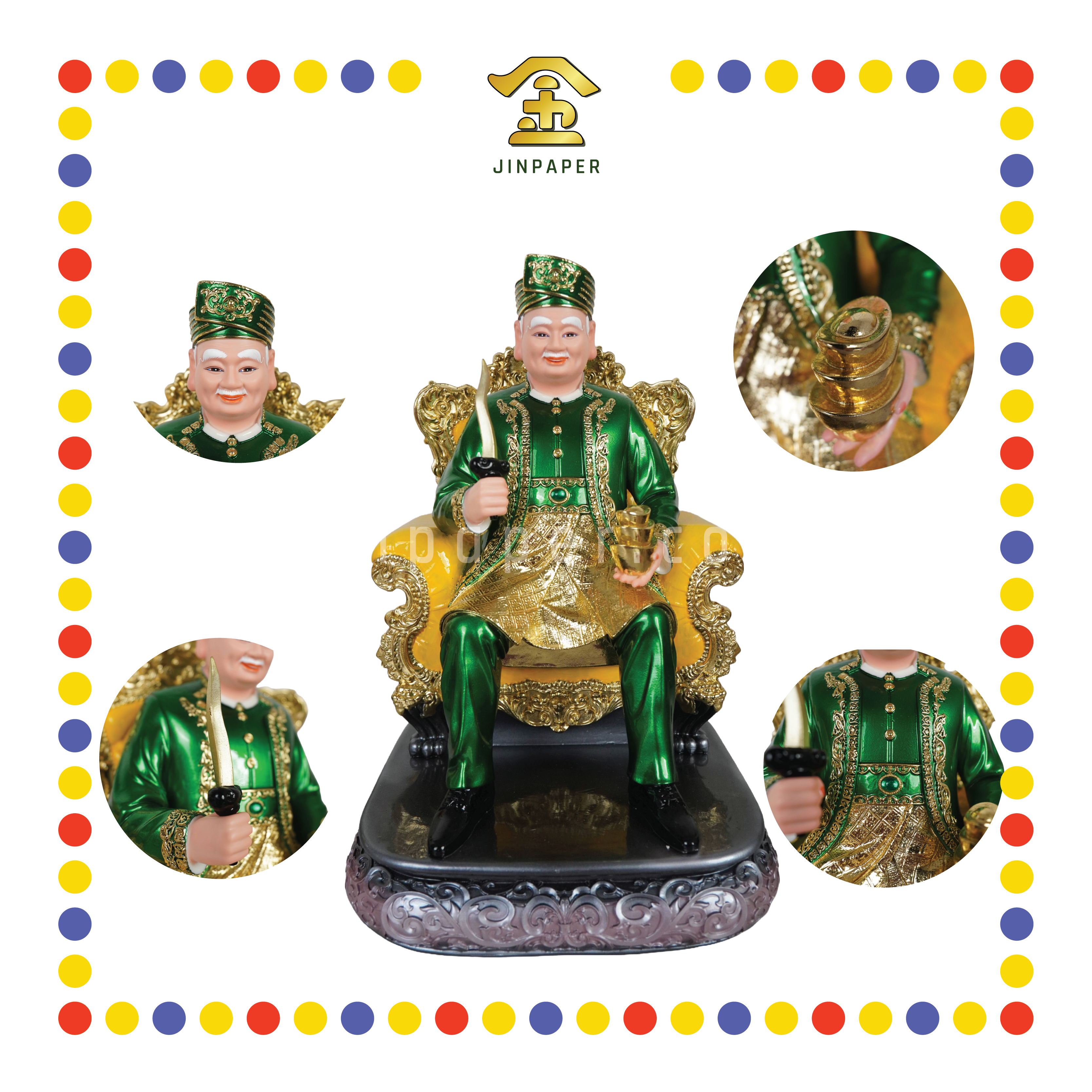 PRAYING STATUE 16寸 添好运高级拿督公(绿衣)