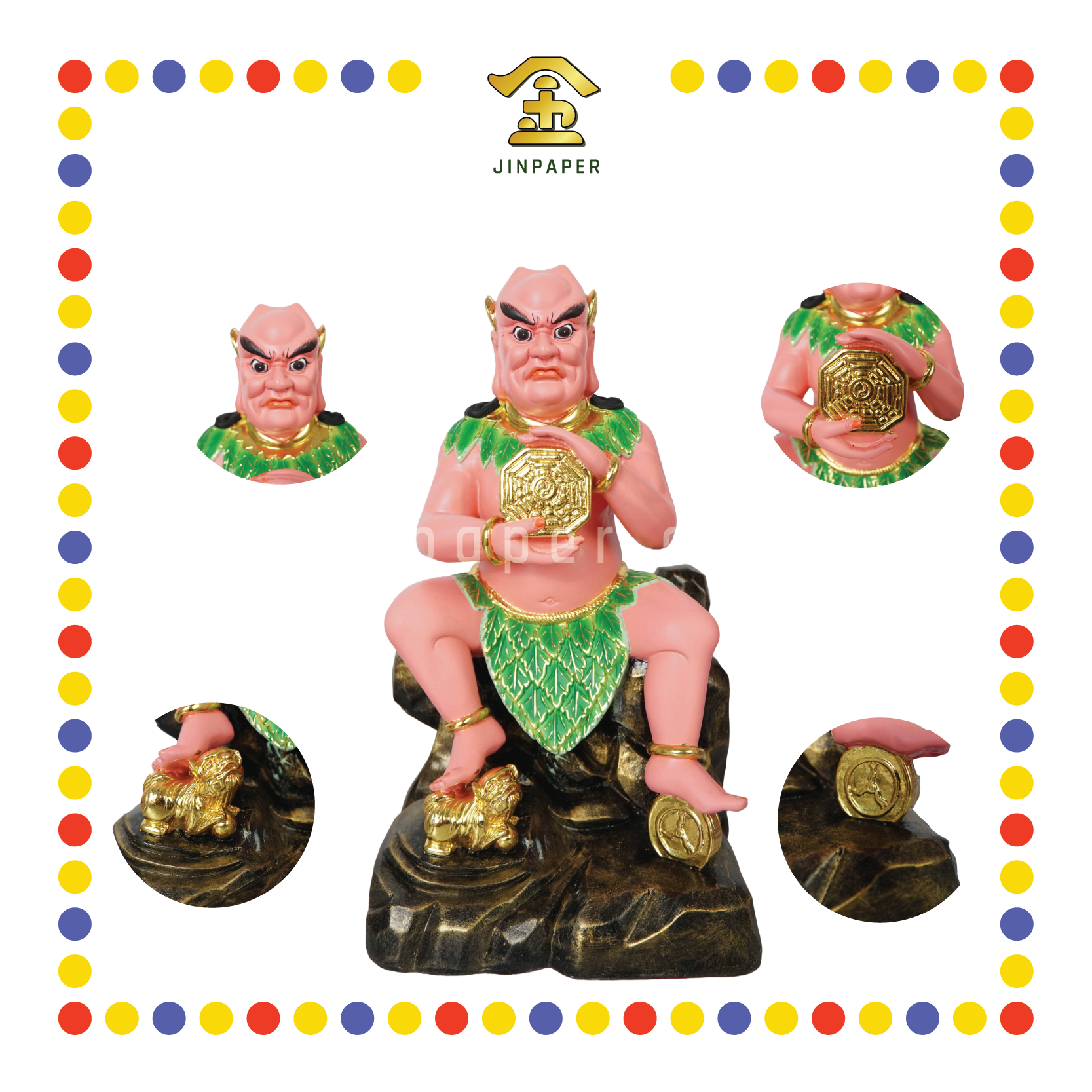 PRAYING STATUE 16" 树脂敦煌彩八卦祖师