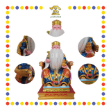 PRAYING STATUE 16寸 彩色坐椅蓝色古衣如意伯公