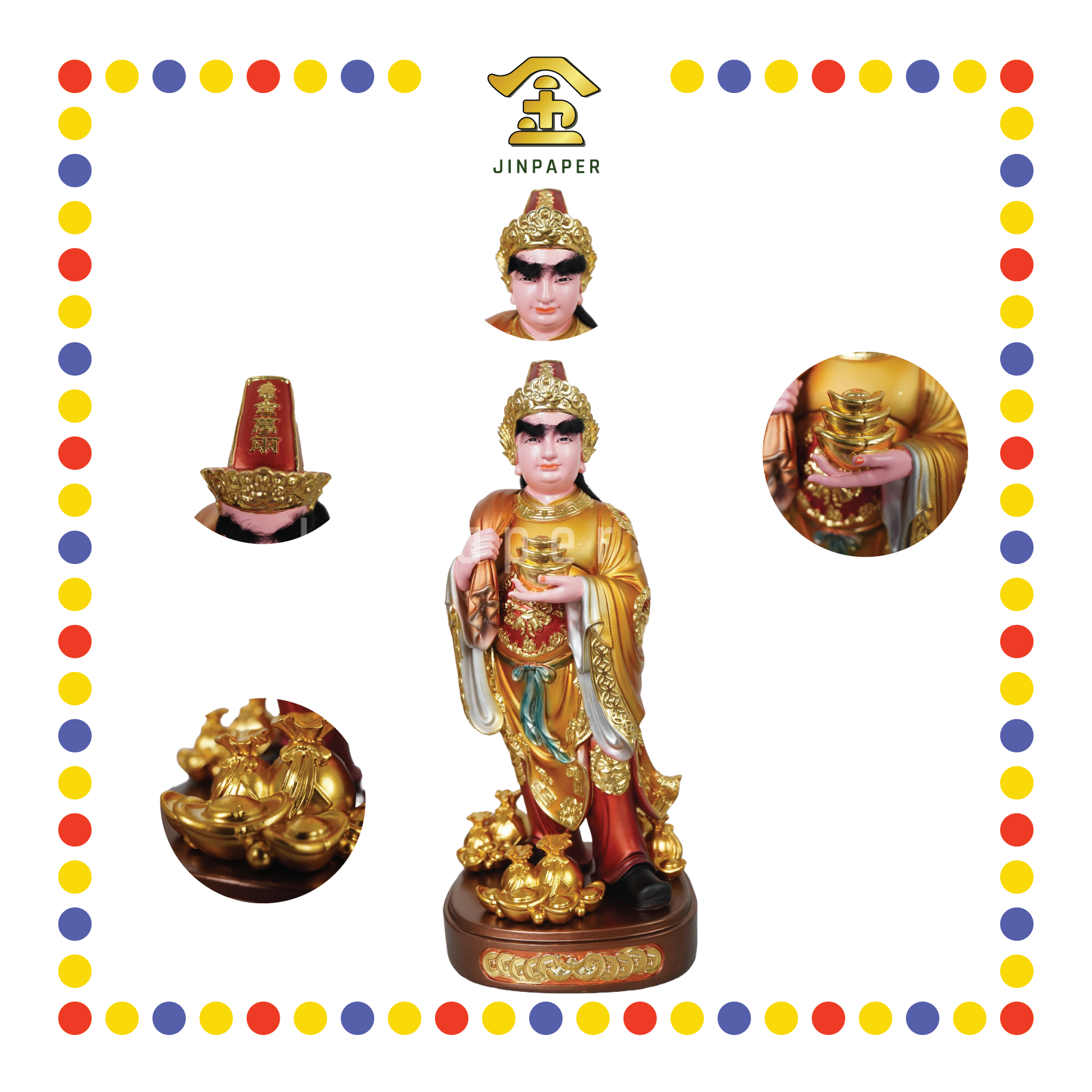 PRAYING STATUE 16" 树脂金缕彩金钱伯