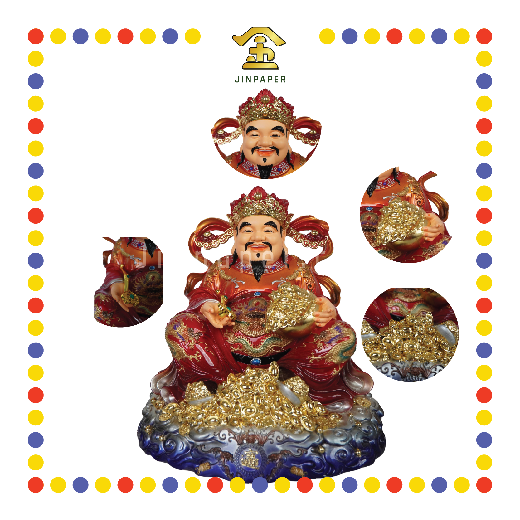 PRAYING STATUE 16" 树脂瑞彩鸿福财神