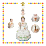 PRAYING  STATUE 16寸 实心白玉彩水浪观音