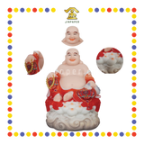 PRAYING STATUE 16" 汉白玉富贵彩云莲笑佛