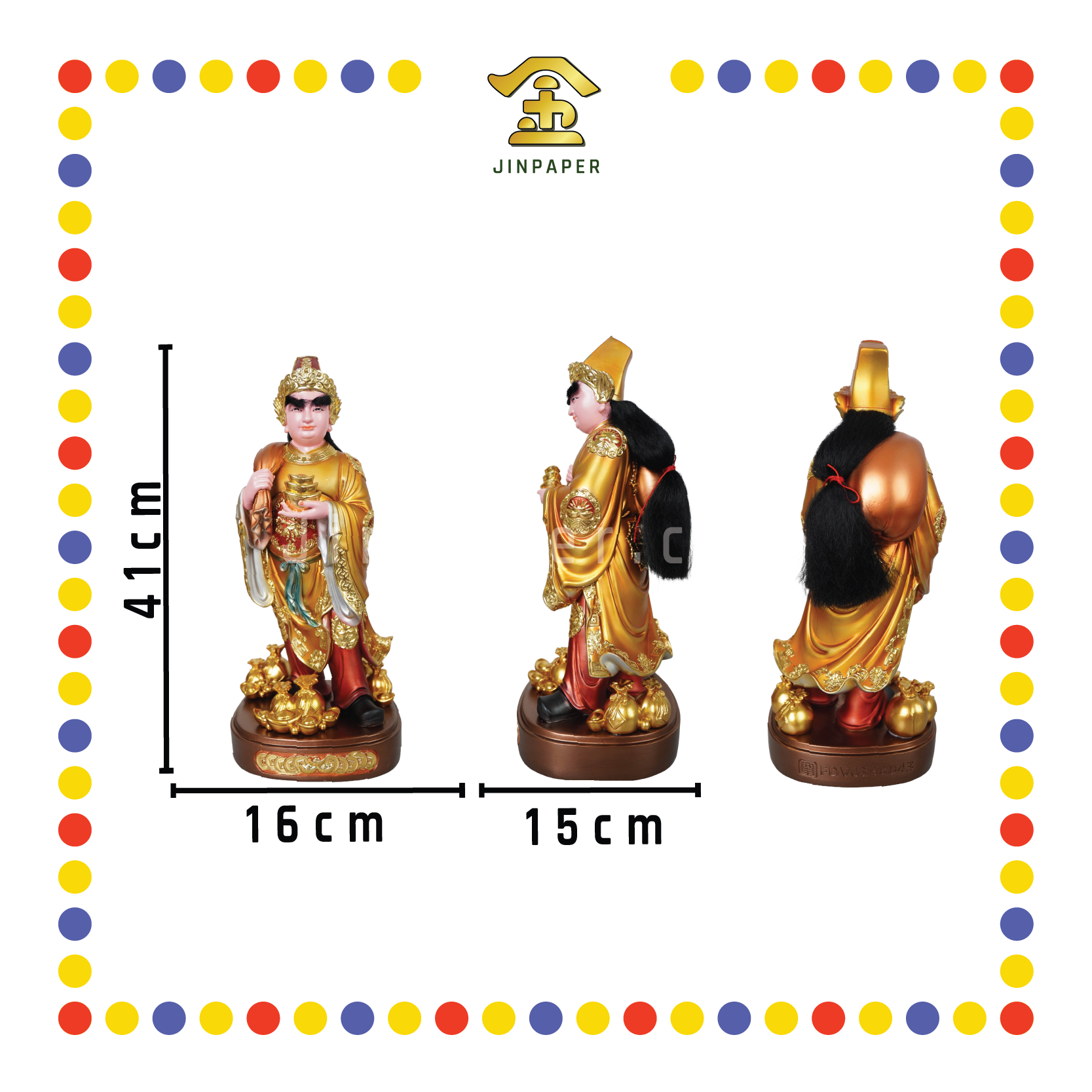 PRAYING STATUE 16" 树脂金缕彩金钱伯