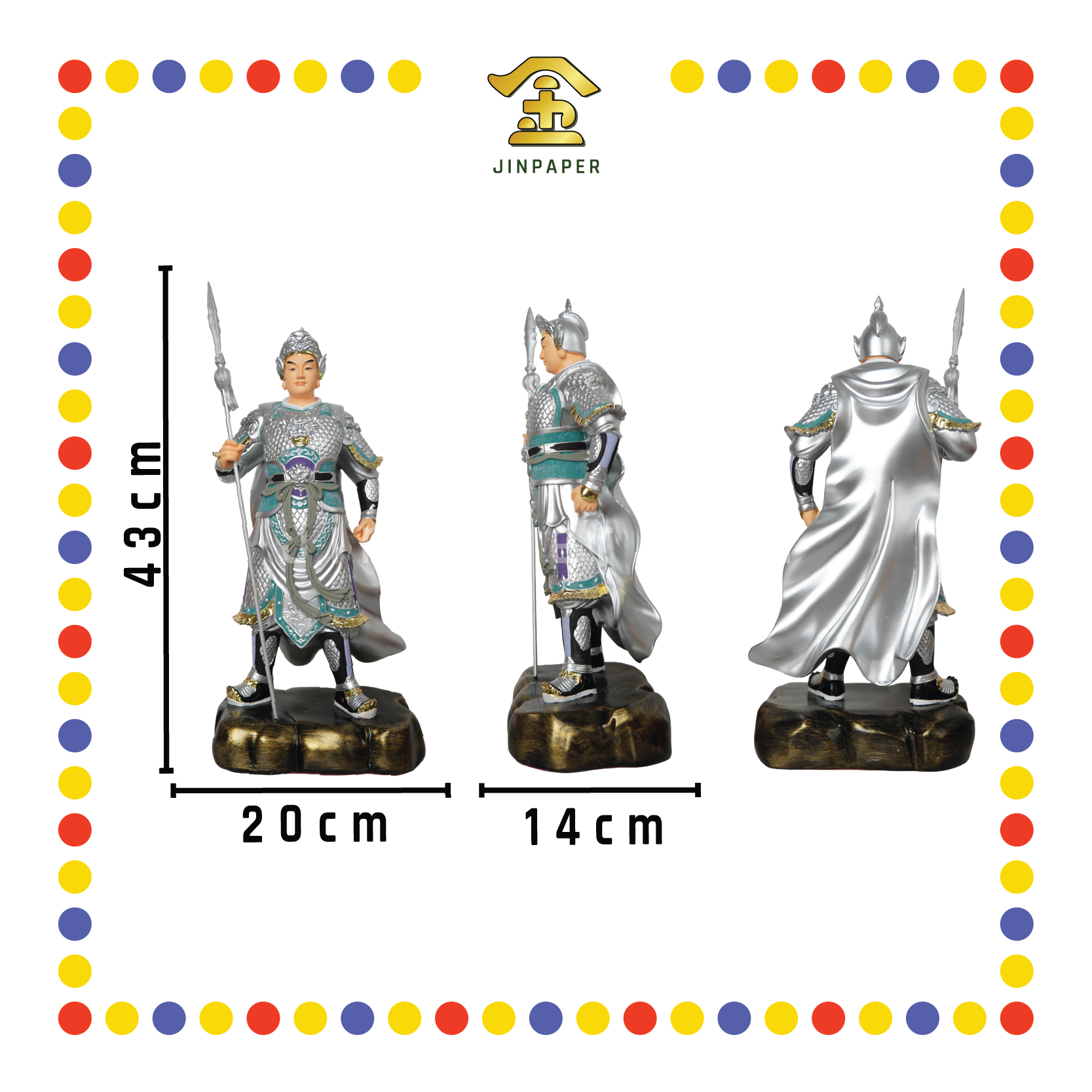 PRAYING  STATUE 16" 树脂七彩赵子龙