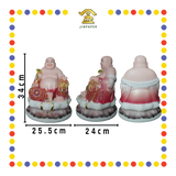 PRAYING STATUE 16" 汉白玉润玉云彩红全莲笑佛