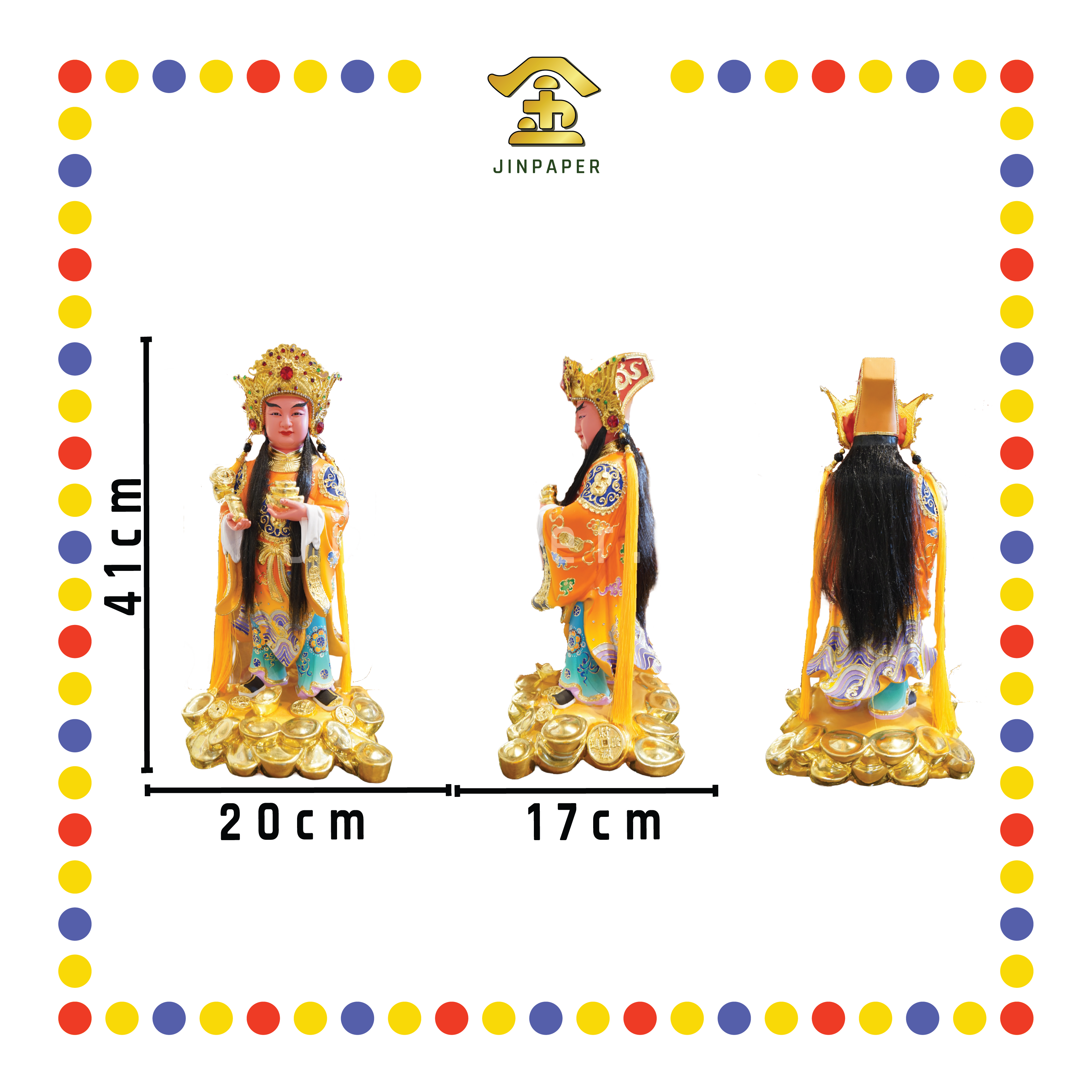 PRAYING STATUE 16" 木雕金钱伯