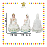 PRAYING  STATUE 16寸 实心白玉彩水浪观音