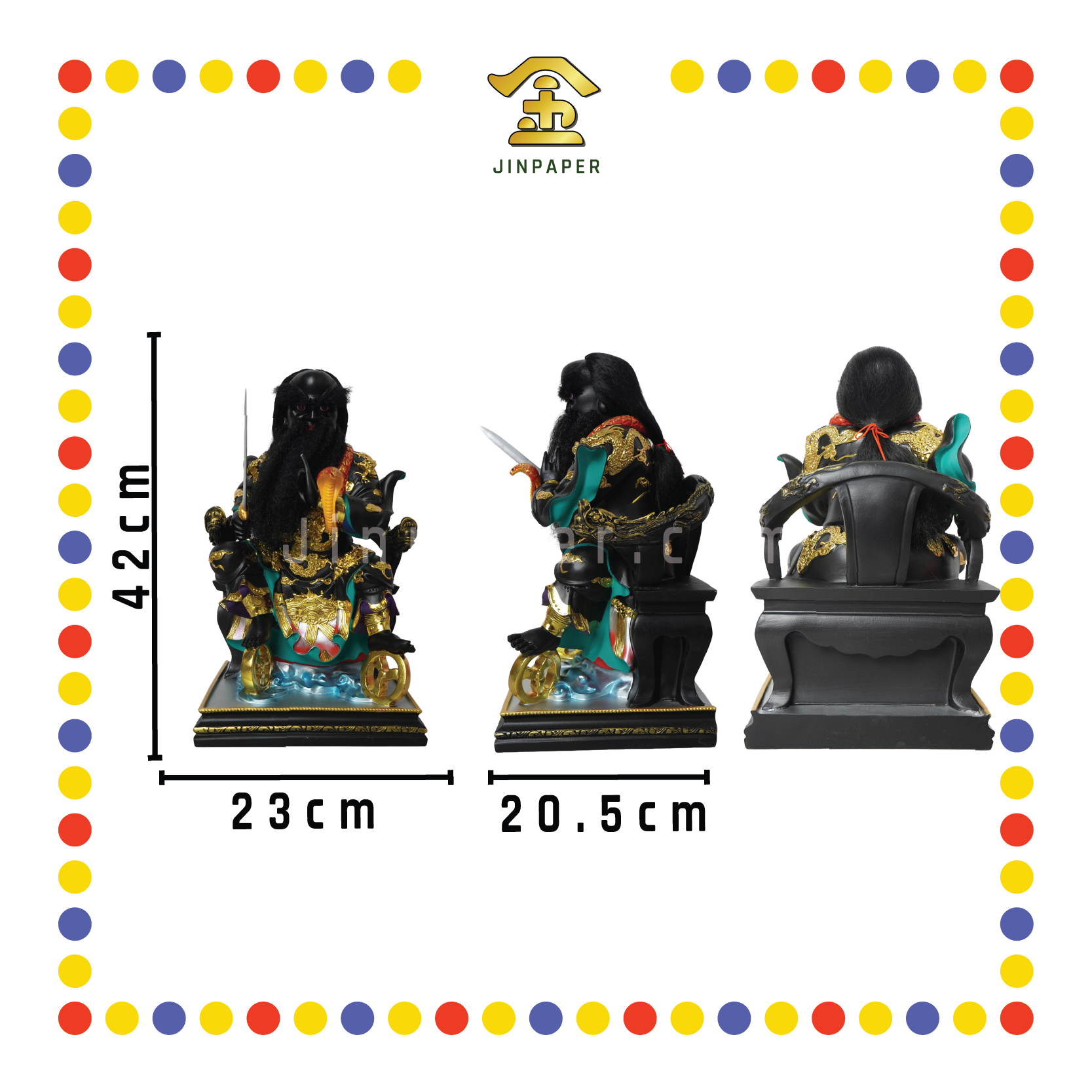 PRAYING  STATUE 16寸 彩色按金箔张公