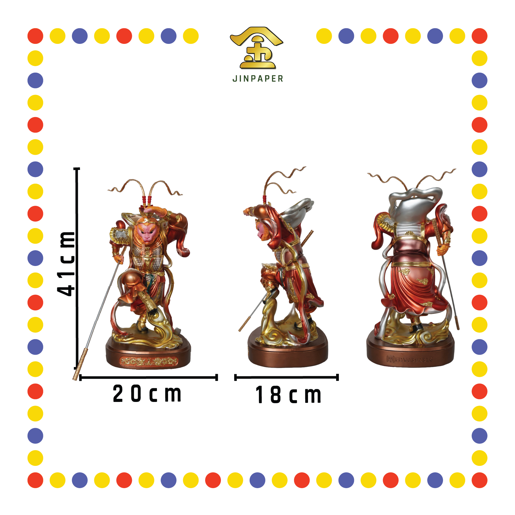 PRAYING  STATUE 16" 树脂金缕彩站圆座齐天大圣