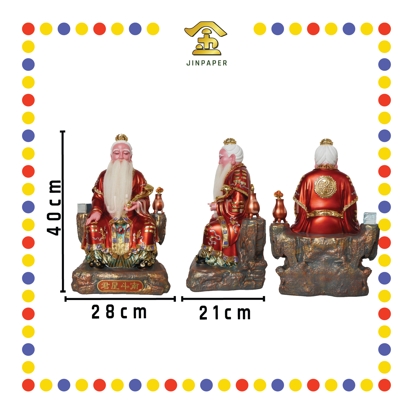 PRAYING  STATUE 16" 树脂金缕彩南斗