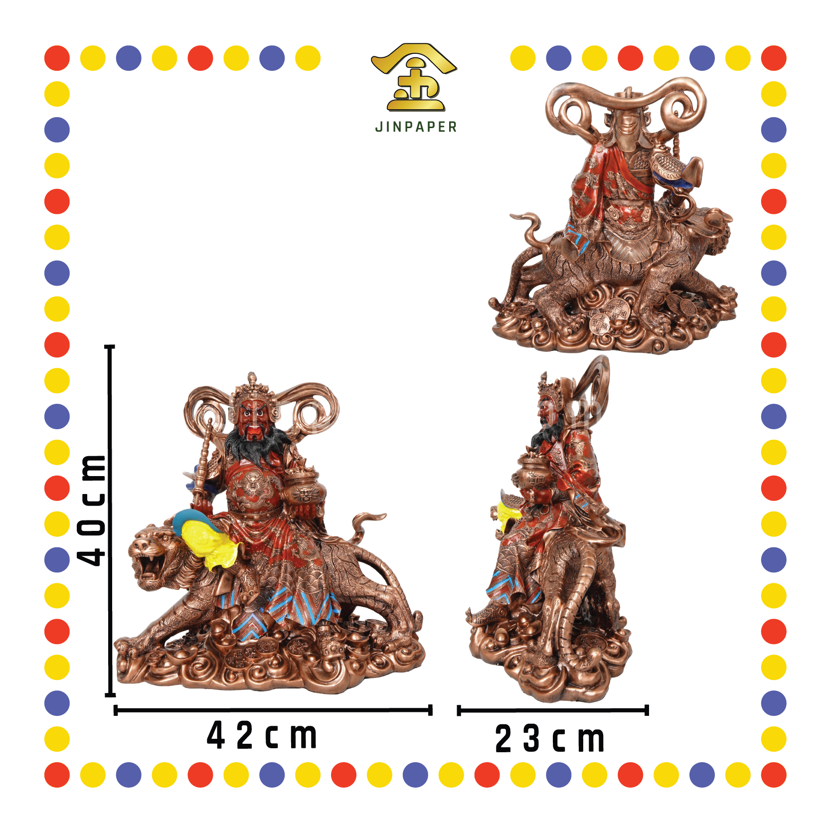 PRAYING  STATUE 16寸 古铜红衣赵公明