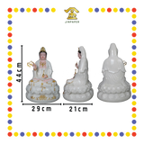 PRAYING  STATUE 16" 实心白描金四巾观音