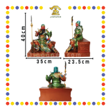 PRAYING  STATUE 16" 树脂金缕彩新体坐关公(拿书)