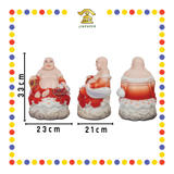 PRAYING STATUE 16" 汉白玉富贵彩云莲笑佛