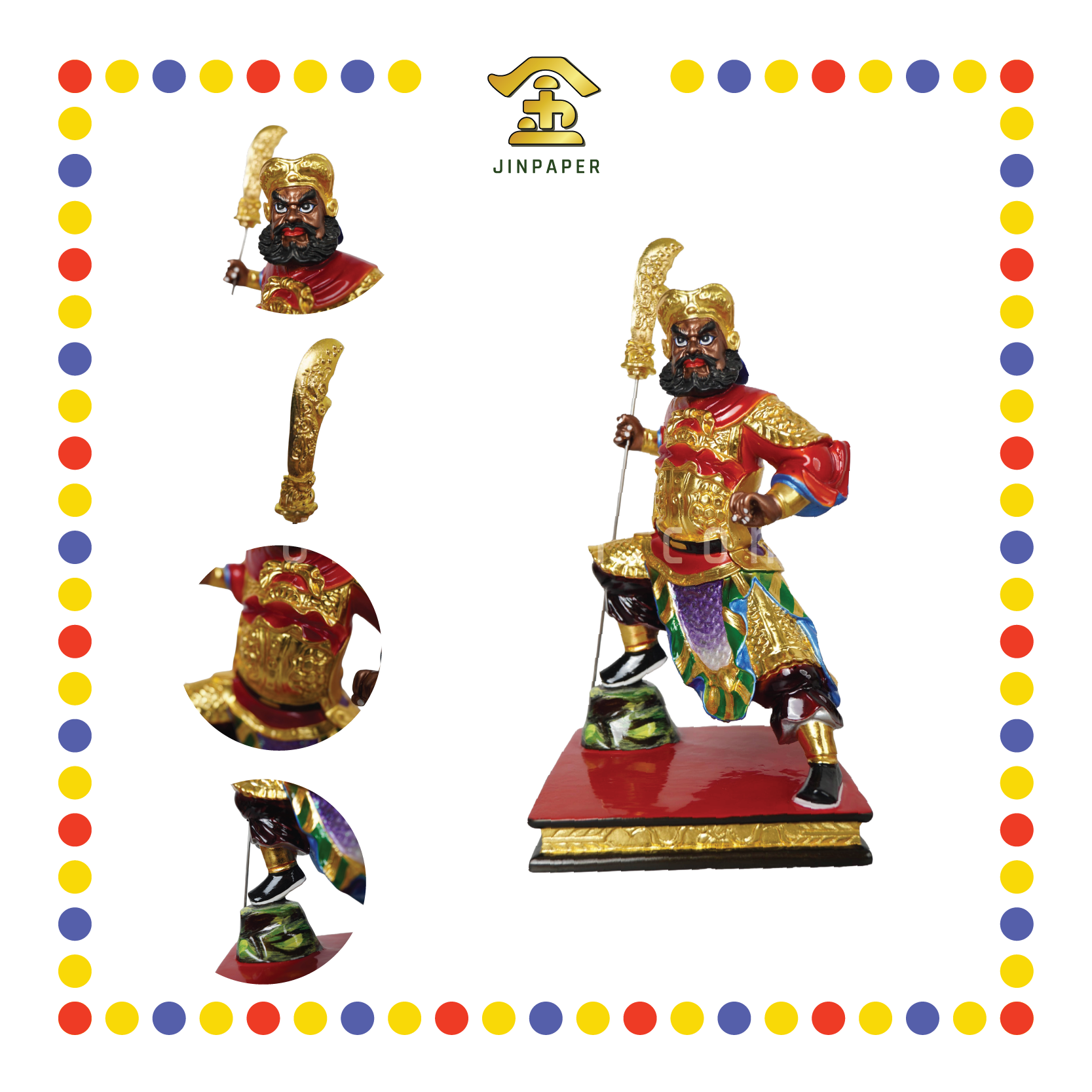 PRAYING  STATUE 12寸 彩庄周仓关平(对)