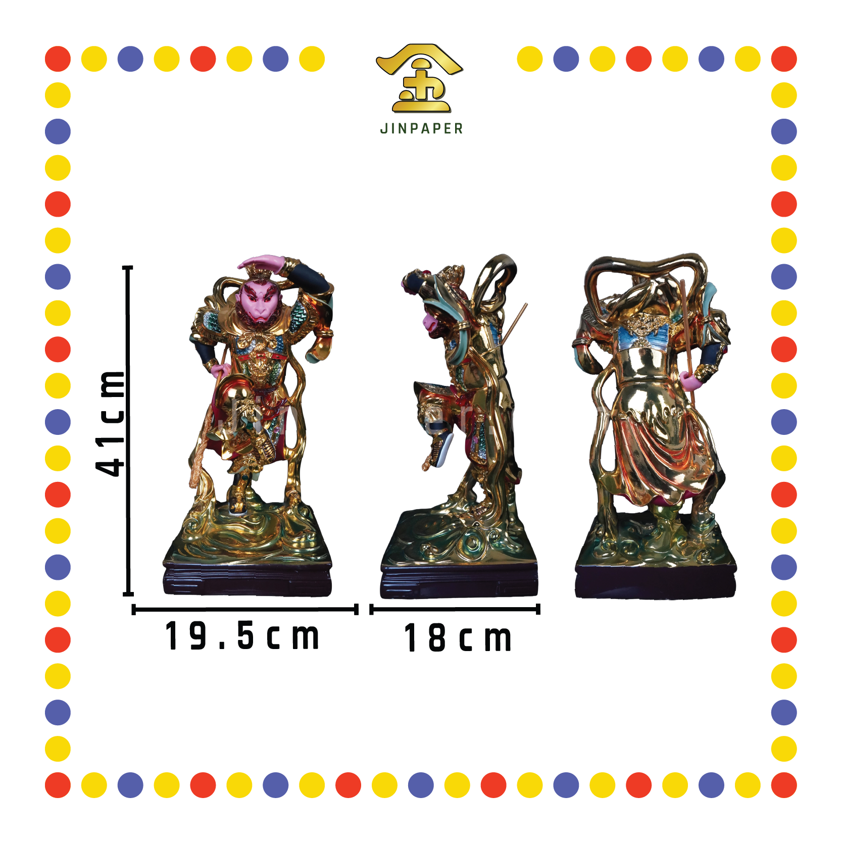 PRAYING  STATUE 16" 立镀金大圣爷