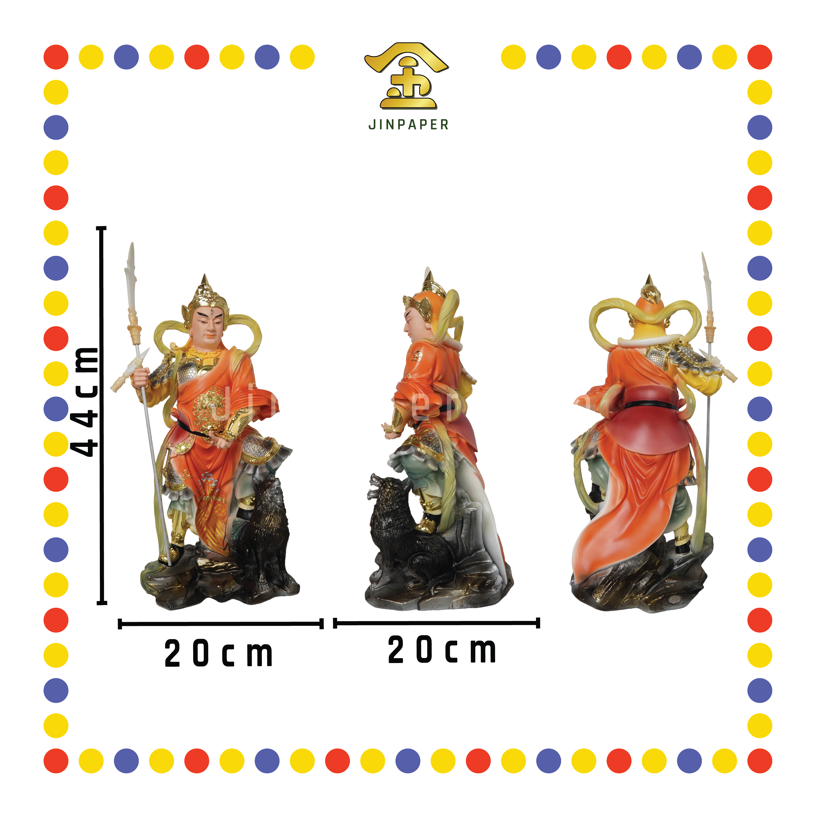 PRAYING  STATUE 16" 树脂珍珠淡彩华光大帝