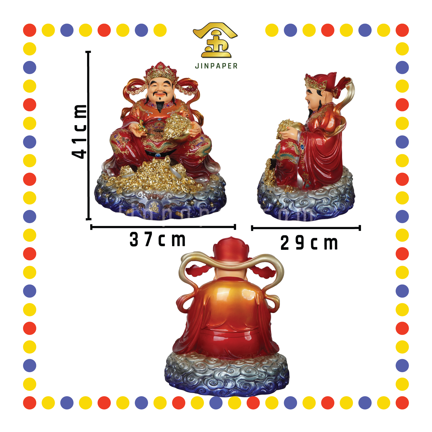 PRAYING STATUE 16" 树脂瑞彩鸿福财神