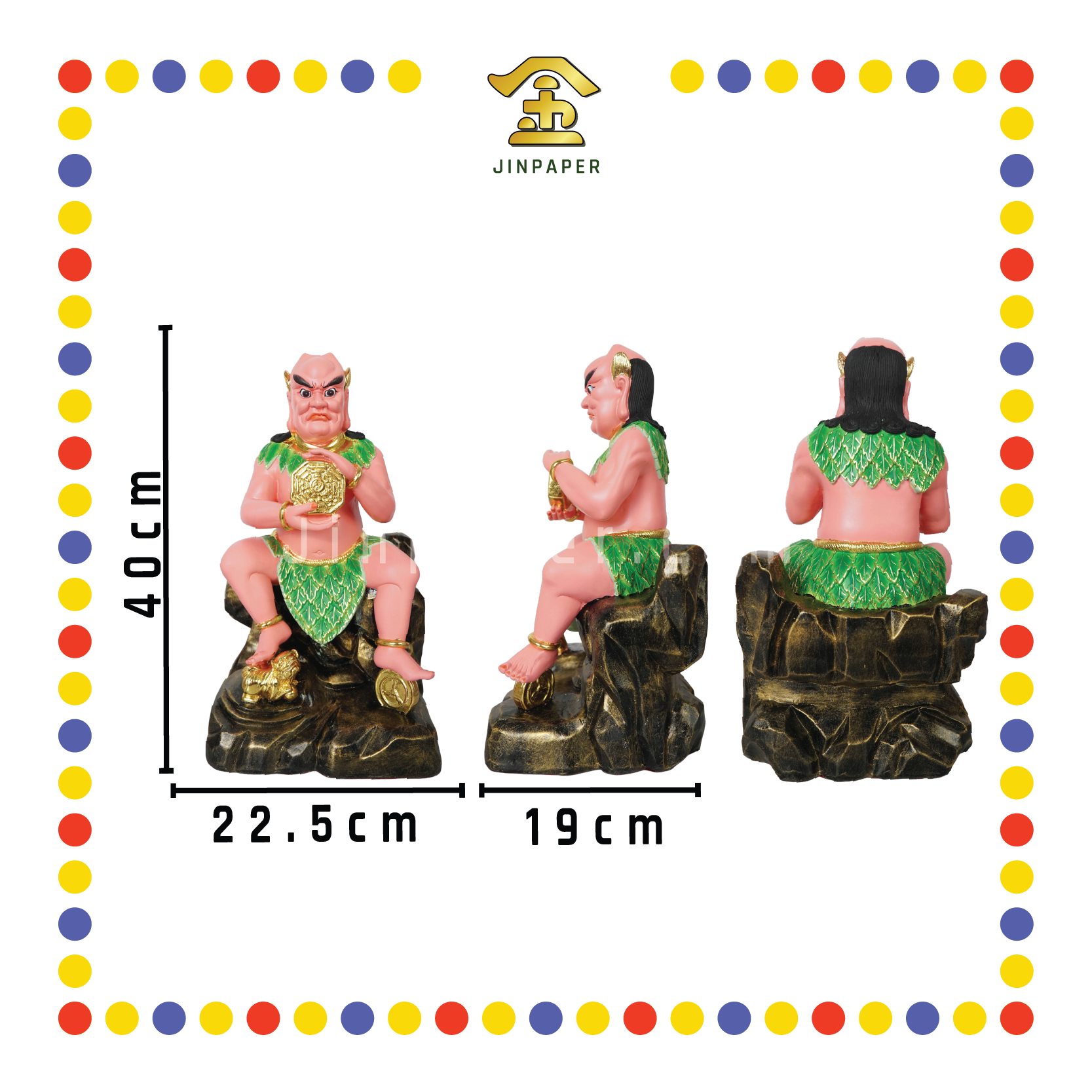 PRAYING STATUE 16" 树脂敦煌彩八卦祖师