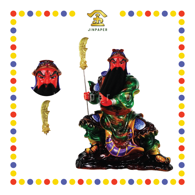 PRAYING STATUE 16寸 古铜坐山剑指关公