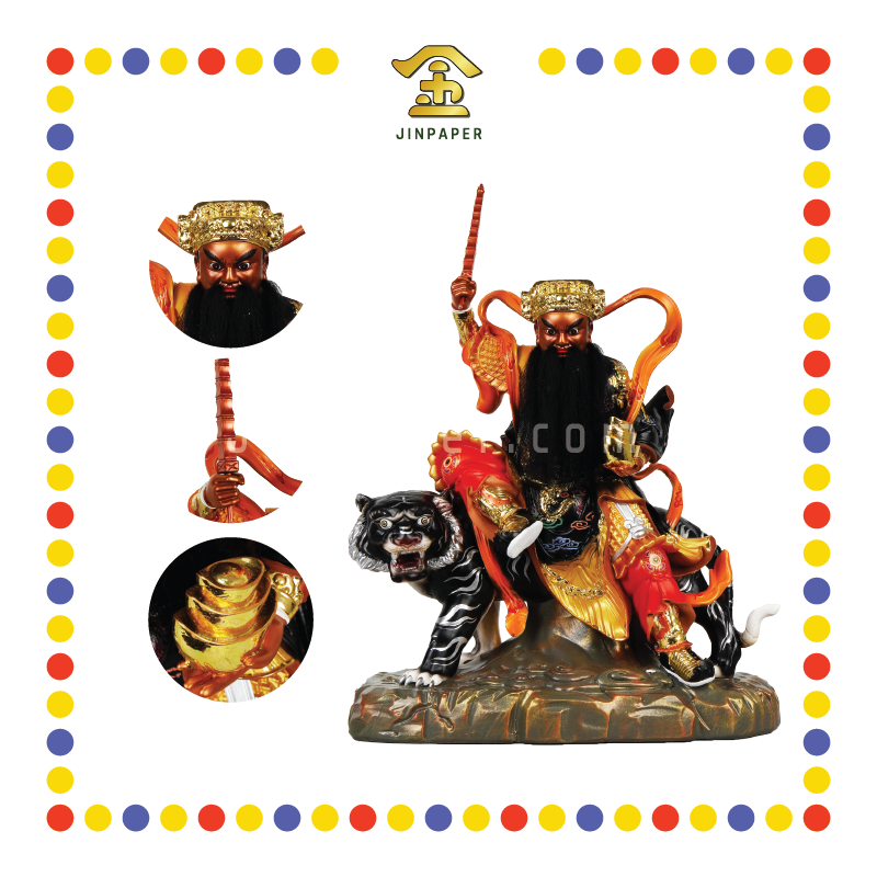 PRAYING STATUE 16寸 树脂金缕彩新体带骑武财神