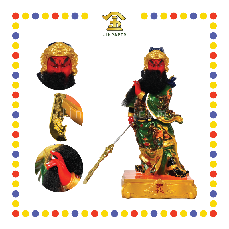 PRAYING STATUE 16寸 立彩色抓须关公