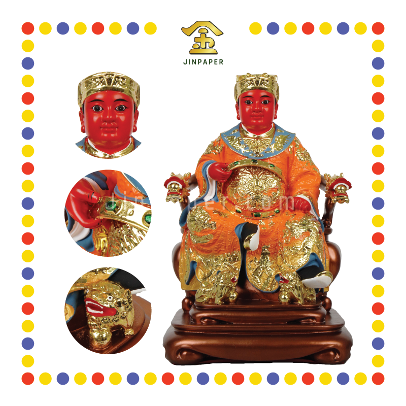 PRAYING STATUE 16寸 珍珠淡彩红脸广泽尊王