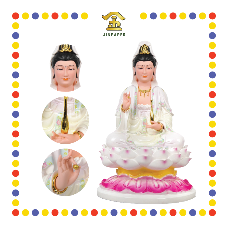 PRAYING STATUE 16寸 淡彩色观音