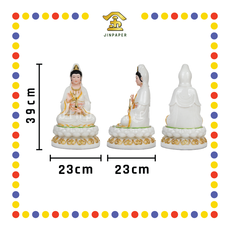 PRAYING STATUE 16寸 白玉虹彩观音