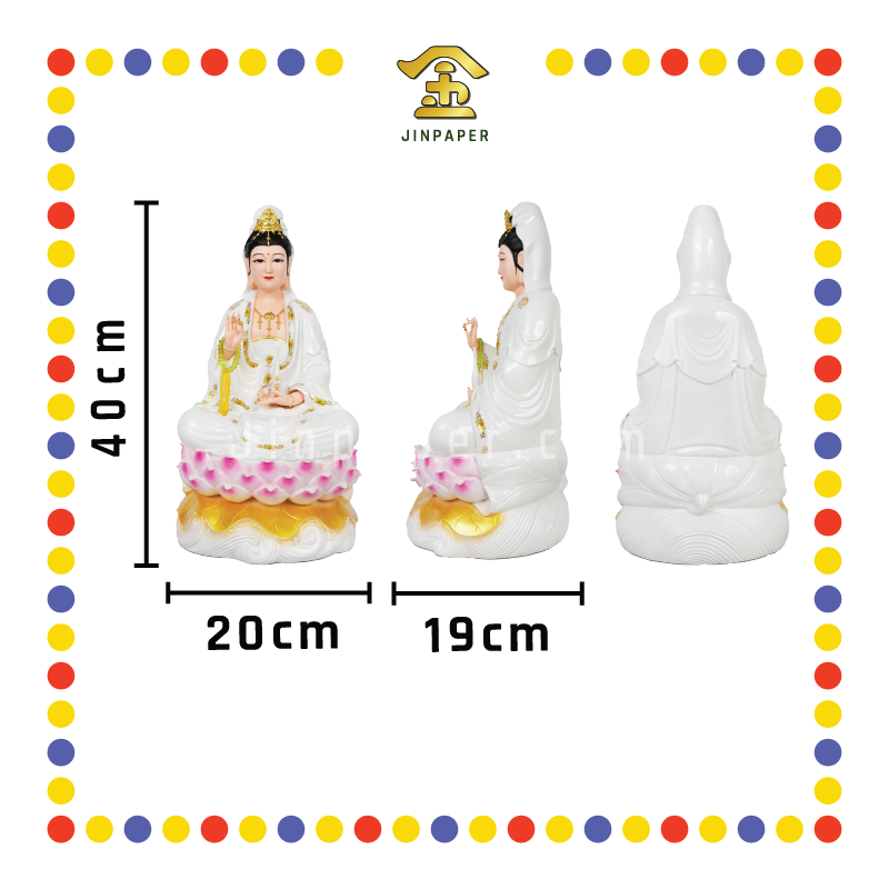 PRAYING STATUE 16寸 荷叶黄花边观音