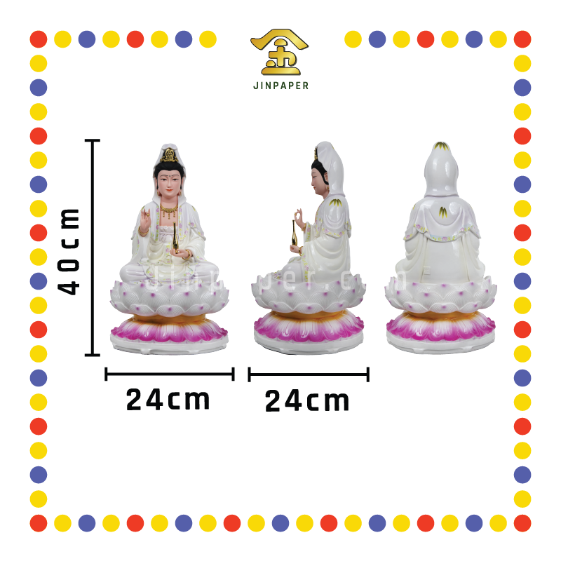 PRAYING STATUE 16寸 紫莲青花边观音