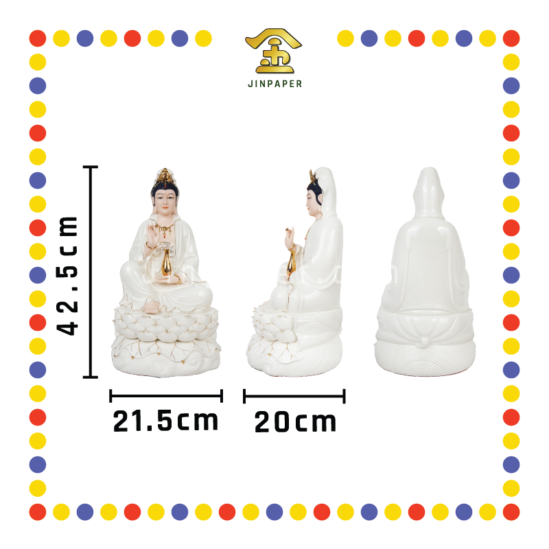 PRAYING STATUE 16寸 高温彩肤色描金自在观音