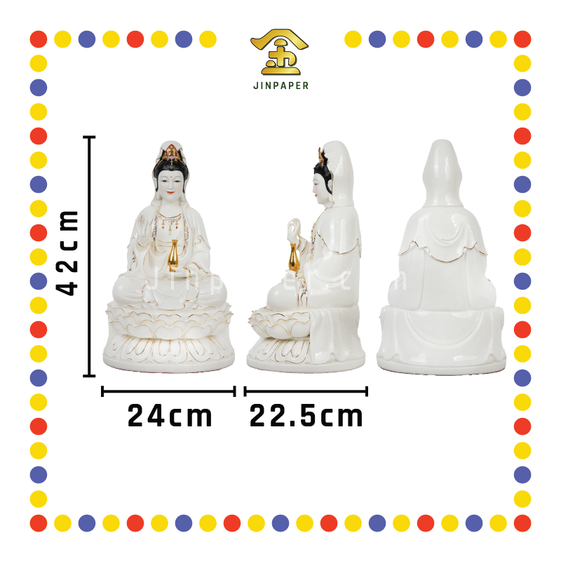 PRAYING STATUE 16寸 坐古莲描金观音