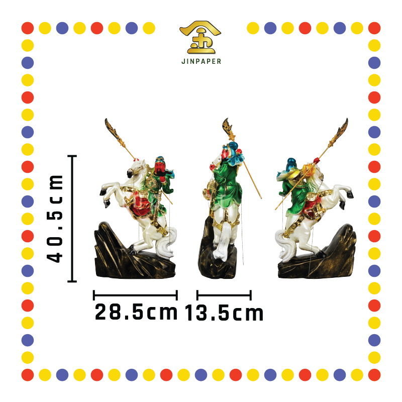 PRAYING STATUE 16寸 珍珠漆骑马关公