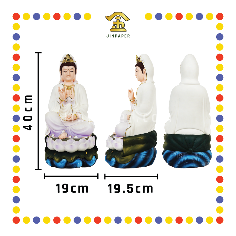 PRAYING STATUE 16寸 紫衣石粉水浪自在观音